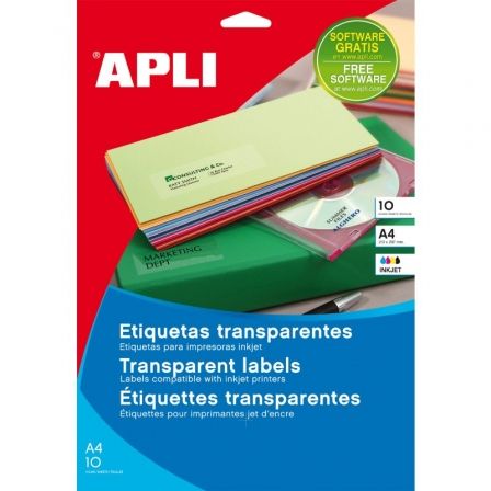 Apli Etiquetas Adhesivas Transparentes 63,5x38,1mm Inkjet